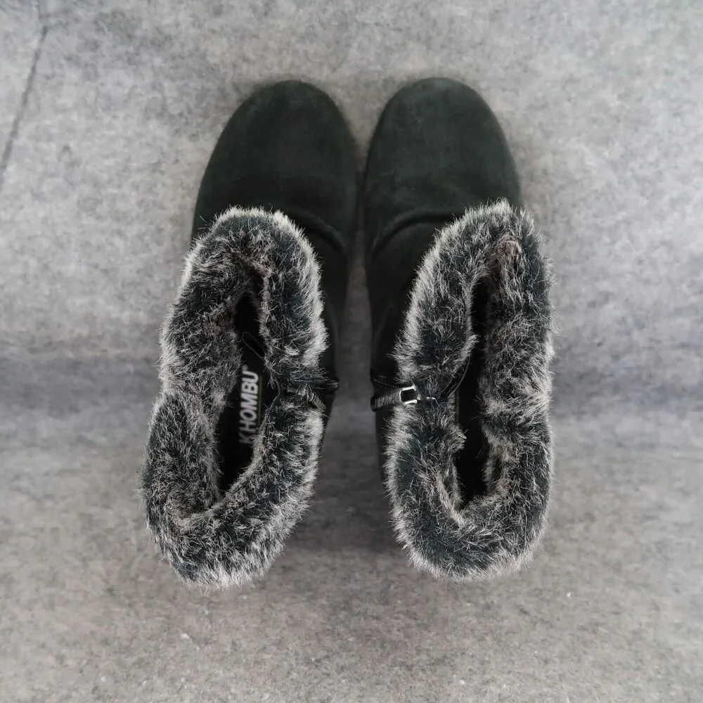 Khombu Shoes Womens 8 Bootie Winter Leather Faux Fur All Weather Lindsey Buckle